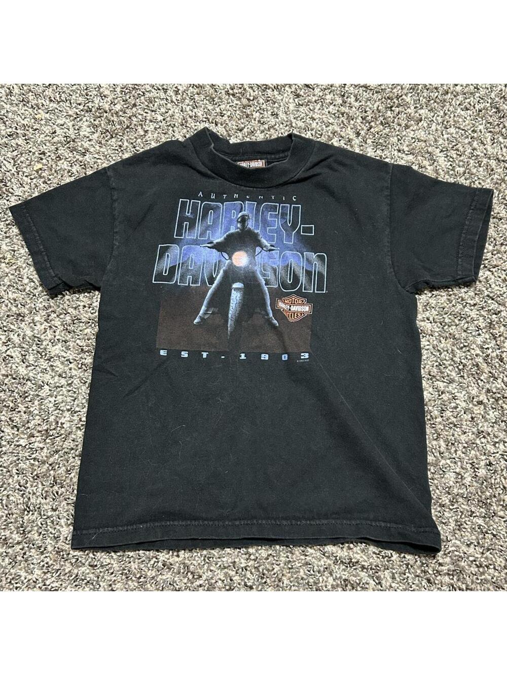 Kids Vintage Harley Davidson Graphic Tee Shirt Size S 6/8 Motorcycle
